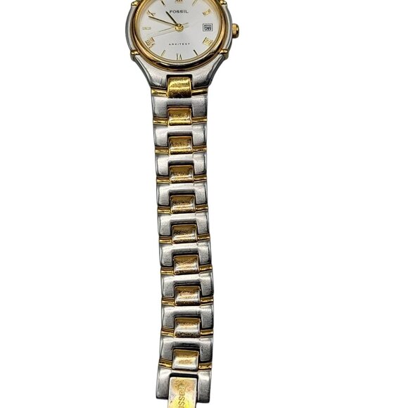 Fossil Arkitekt Ladies Watch 27mm FS2699 Date Quartz Two Tone Stainless Steel 6" - Picture 9 of 15